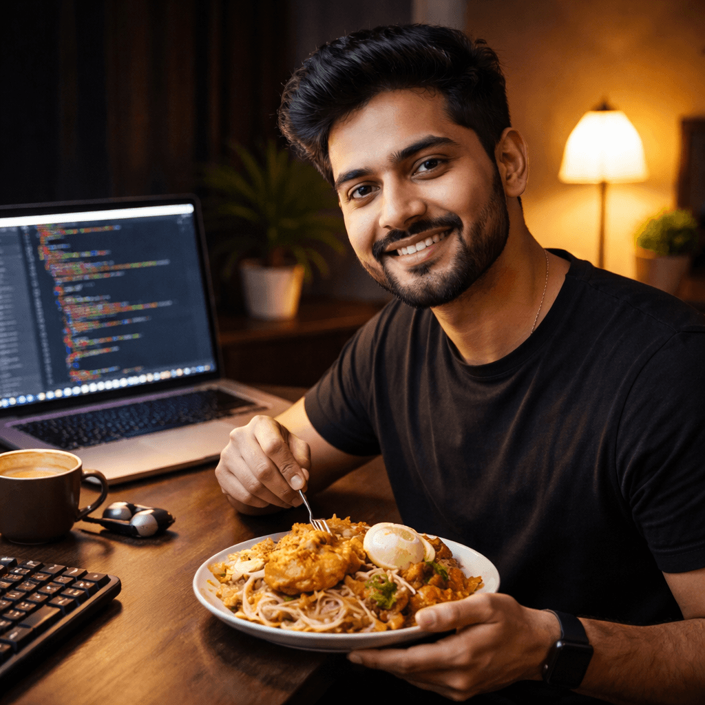 CodeAndBites — coding with food at the desk